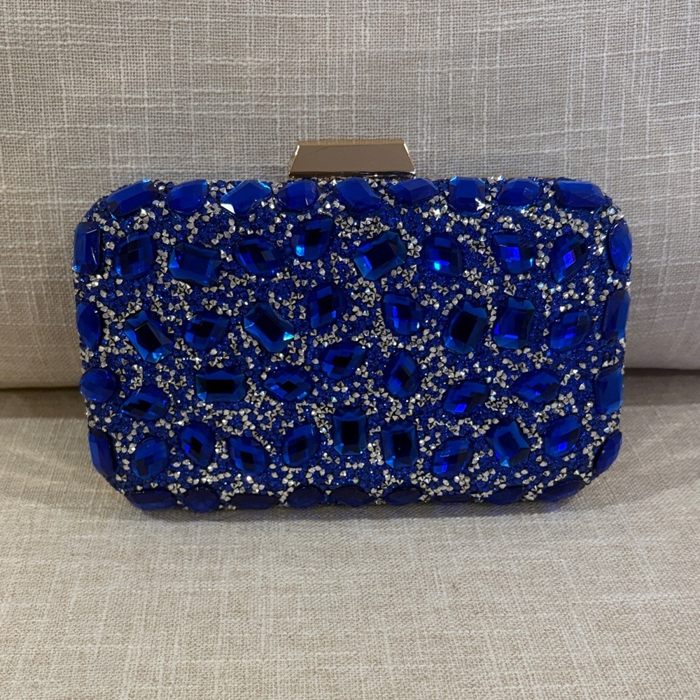 Royal Blue Jeweled Evening Clutch
